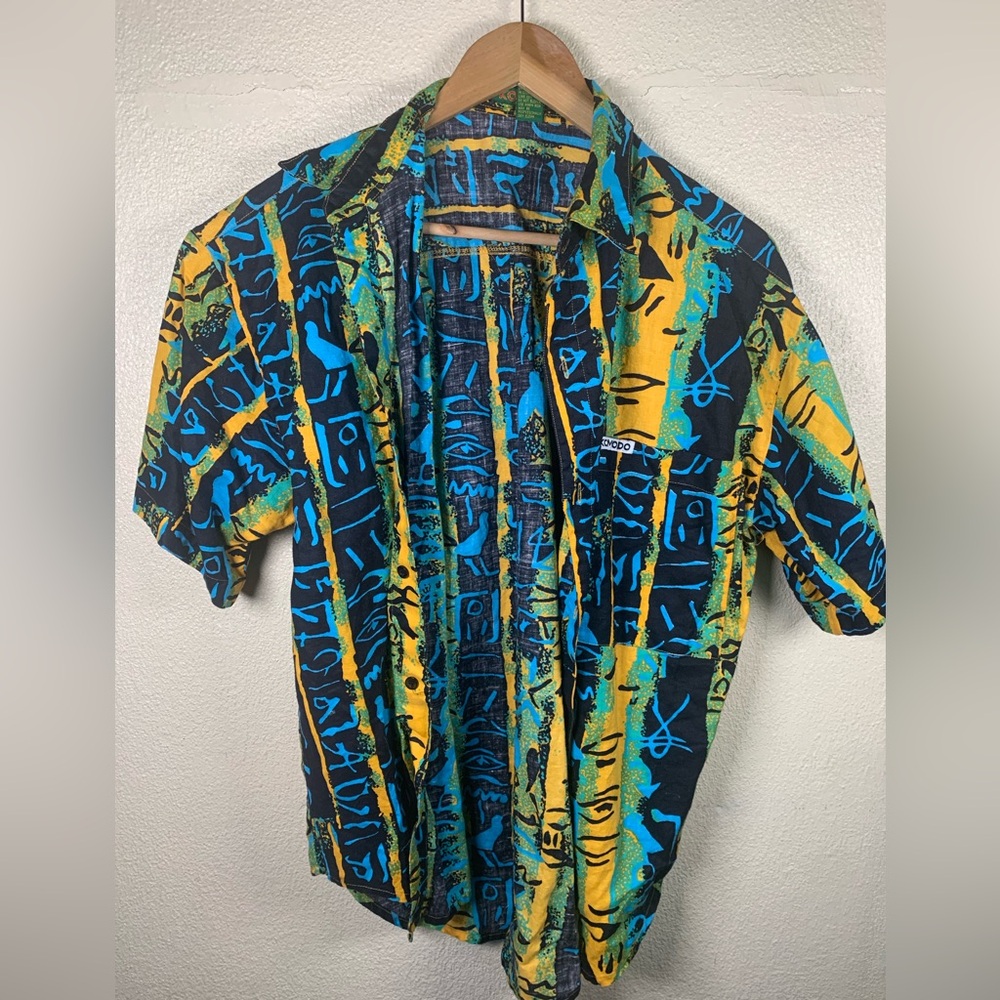 Colorful Vintage Komodo Hieroglyphics Style Hawaiian Shirt